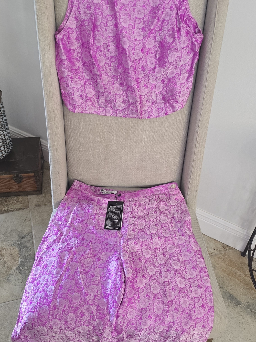 Pink Floral Pants And Tank Set